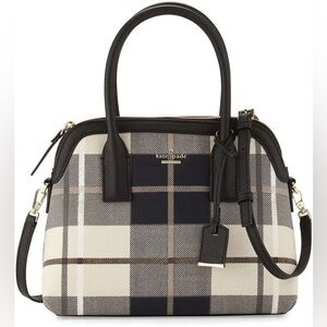 Kate Spade Cameron Street Plaid Maise Handbag Black Cream